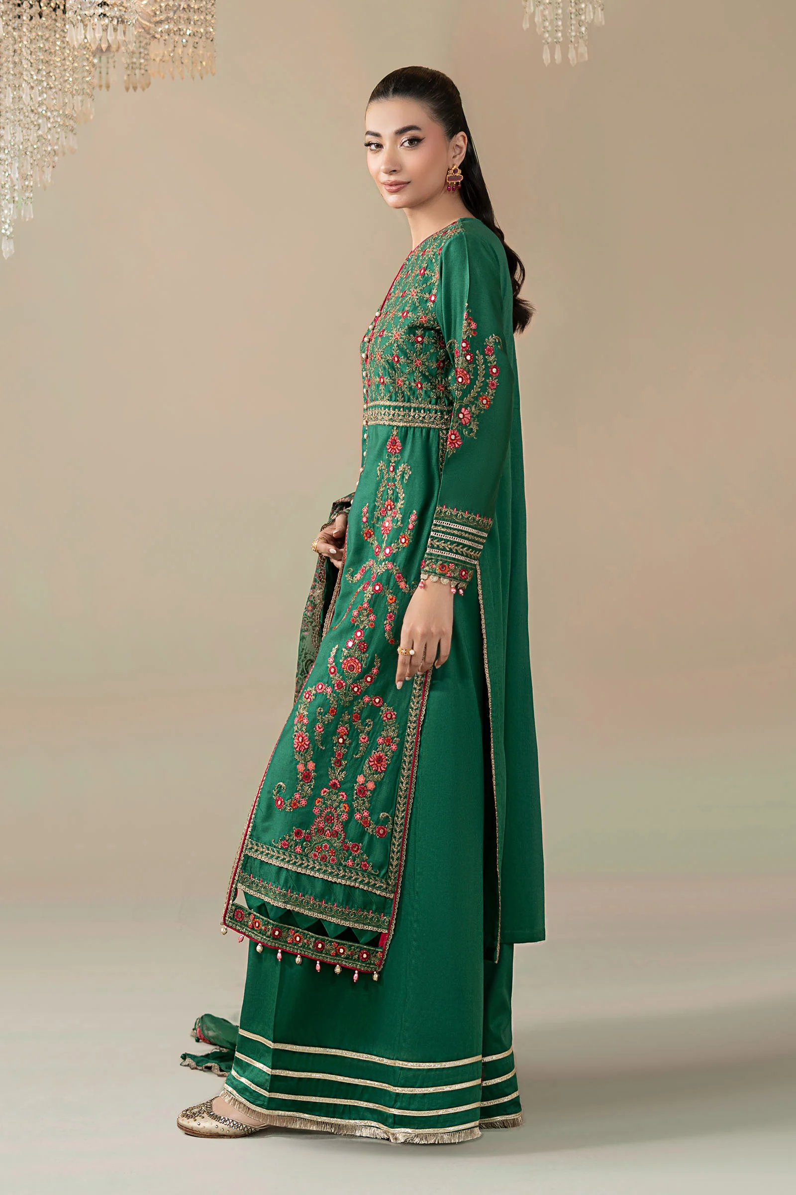3 Piece Embroidered Cotton Satin Suit | CSS-811 - Image 6