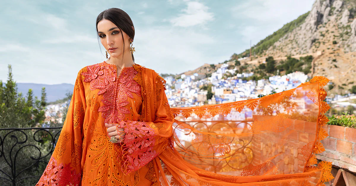 3 Piece Unstitched Embroidered Paper Cotton Suit | D-2505-B - Image 6