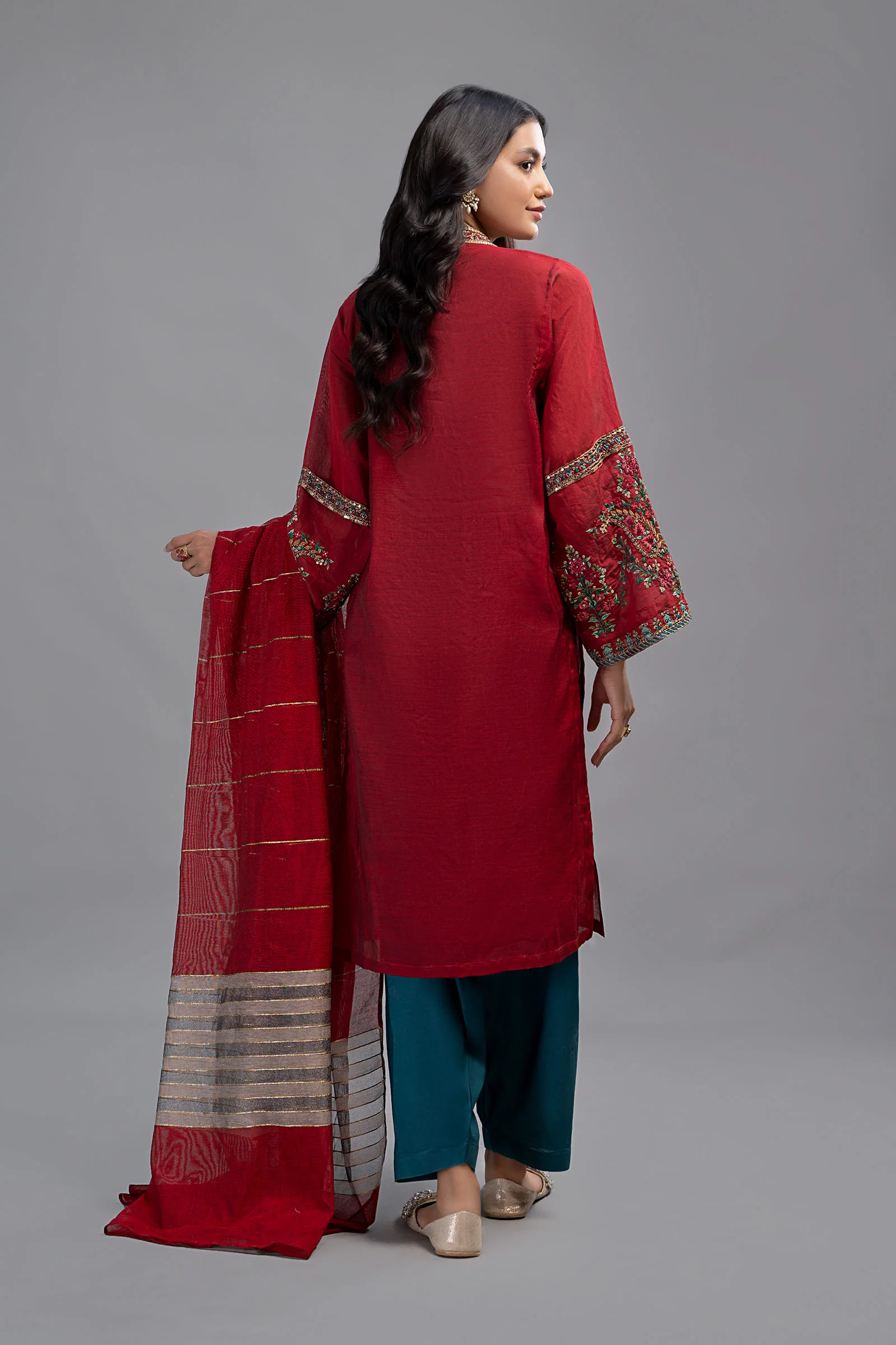 3 Piece Dyed Paper Cotton Suit | DW-EF23-89 - Image 7