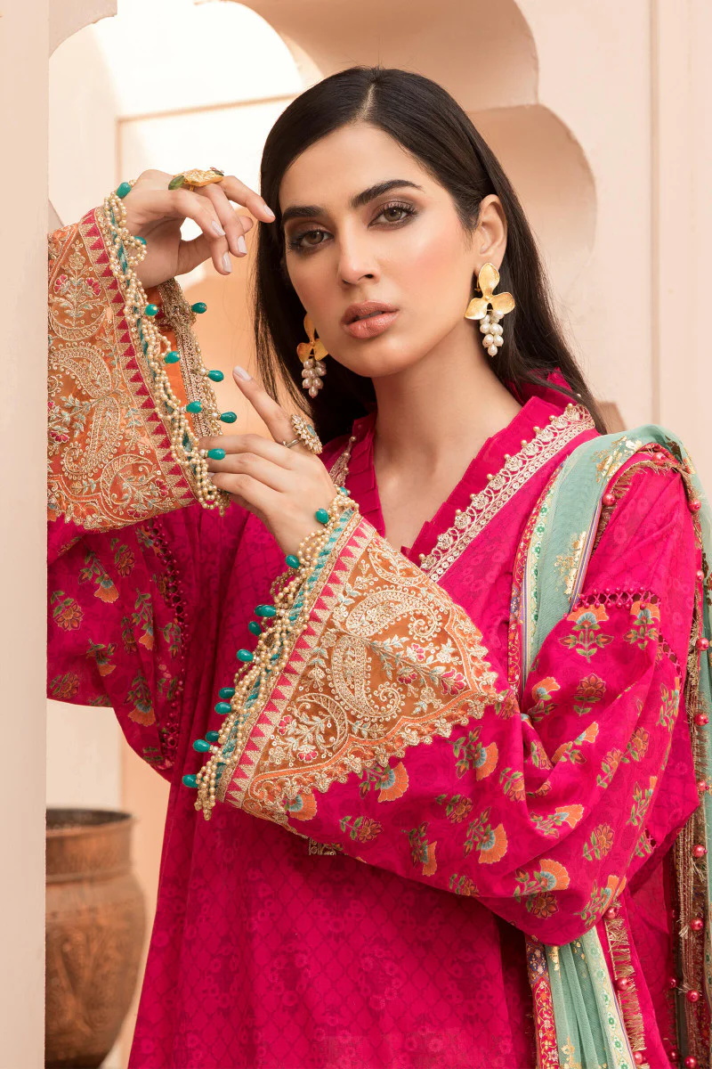 Unstitched Lawn EL-21-10-Fuchsia Pink - Image 5