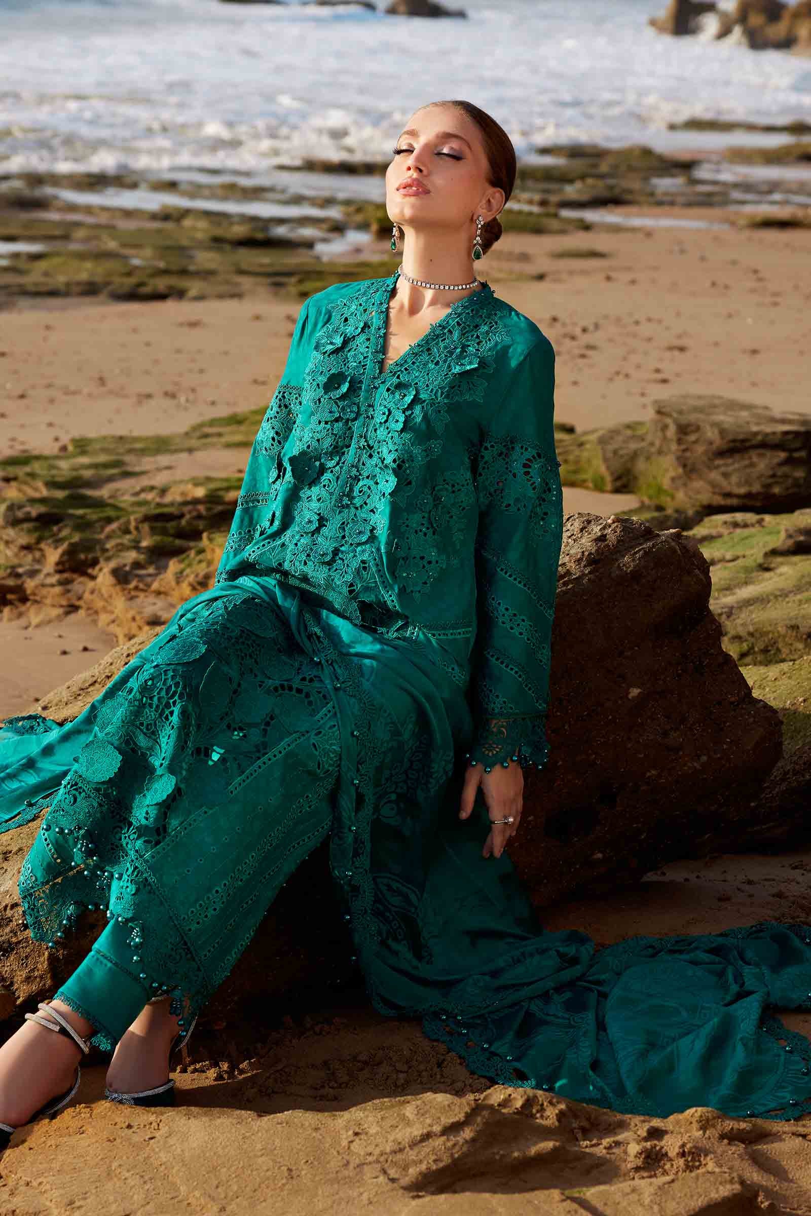 3 Piece Unstitched Embroidered Organza Lawn Suit | EID LAWN-25-05 - Image 3
