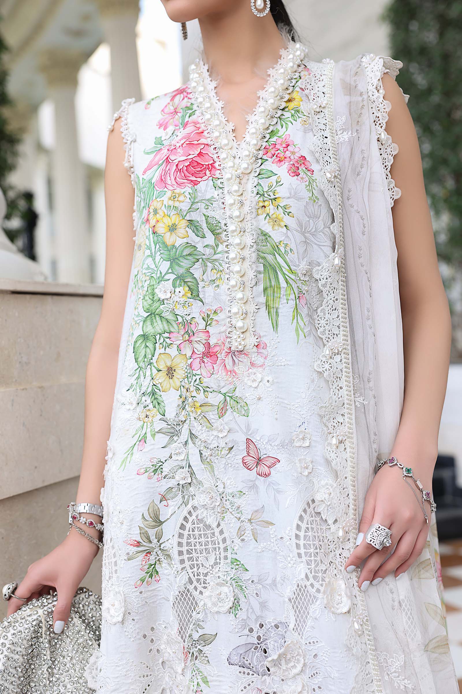 3 Piece Unstitched Embroidered Lawn Suit - Image 2