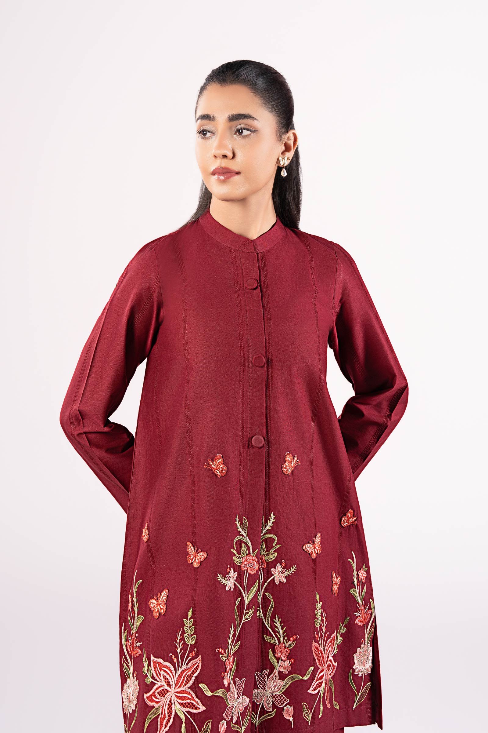 2 Pc Embroidered Textured Cotton Suit - Image 3