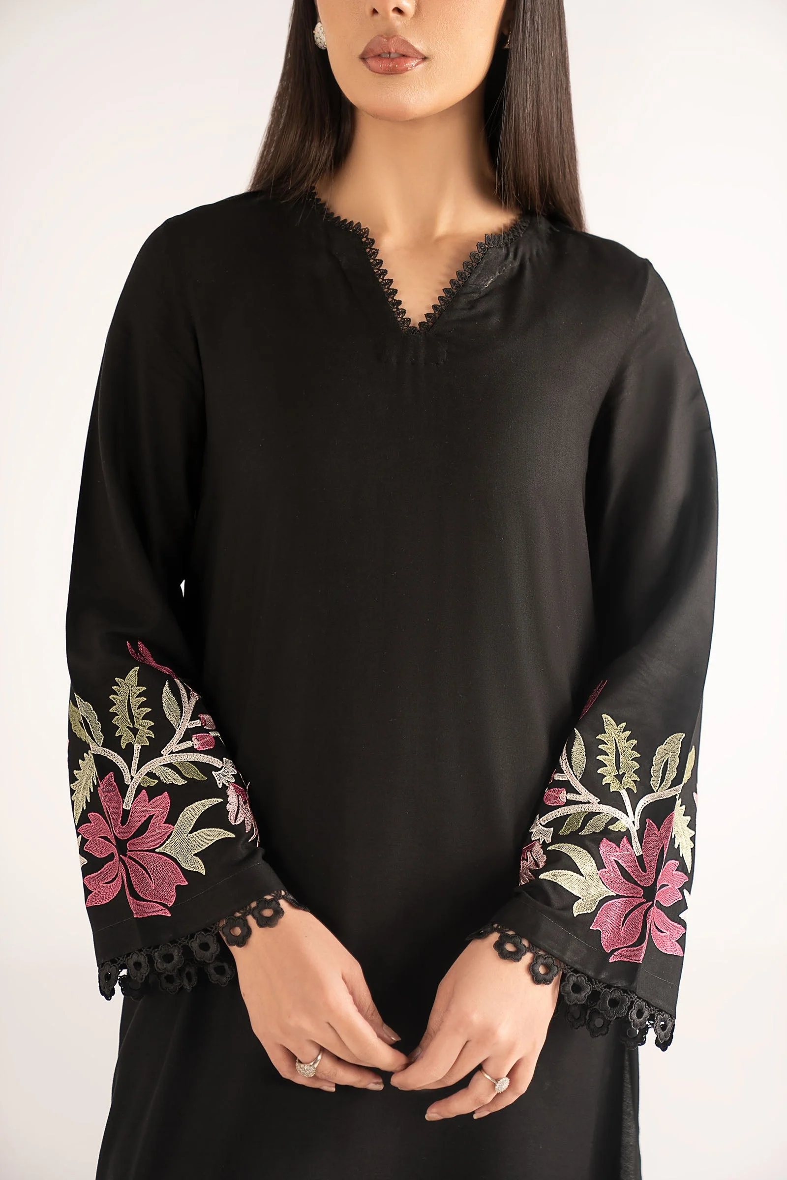 Embroidered Slub Lawn Shirt - Image 5