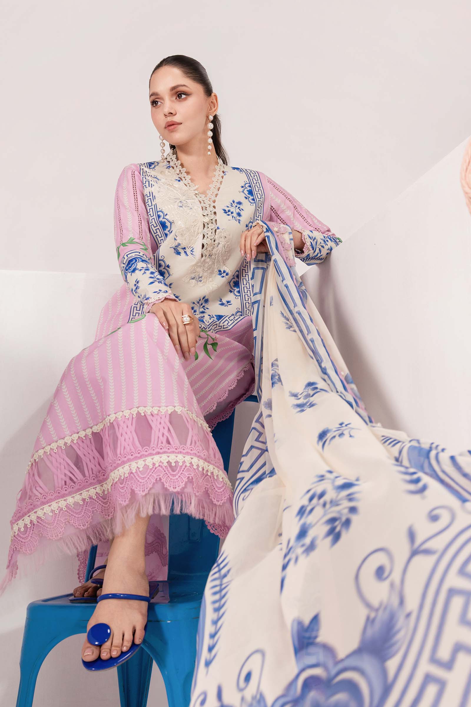3 Pc Unstitched Embroidered Lawn Suit - Image 2