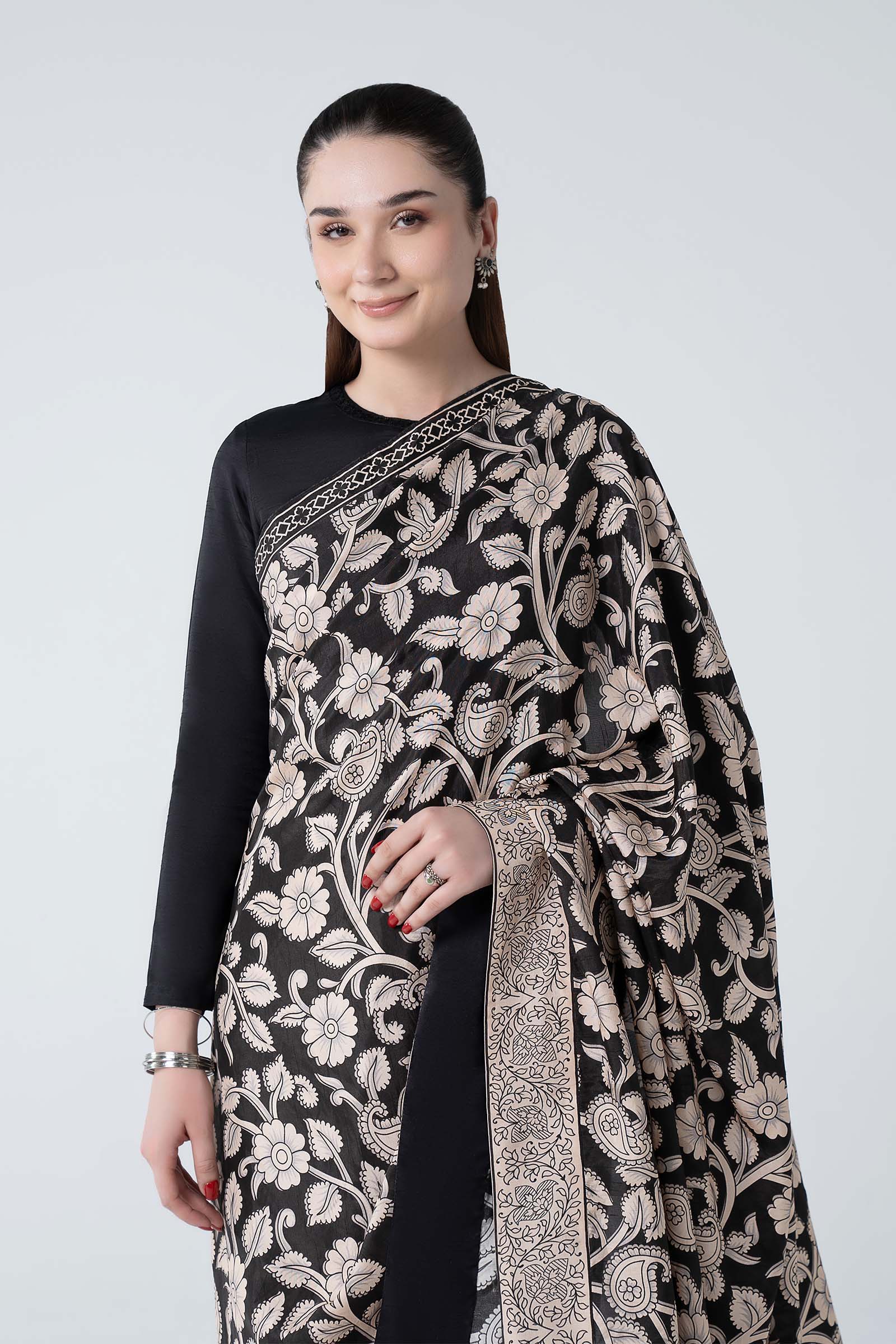 Printed Raw Silk Saree - Image 2