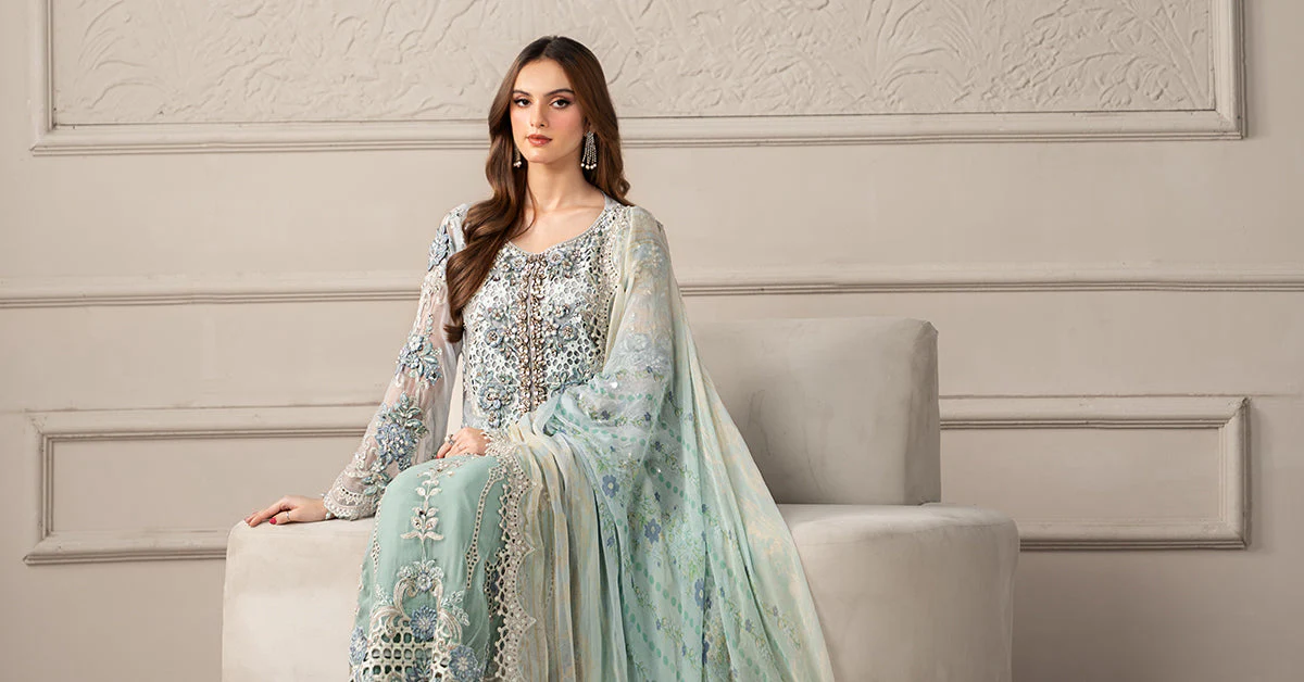 3 Piece Embroidered Chiffon Suit | MCS-25-108 - Image 9