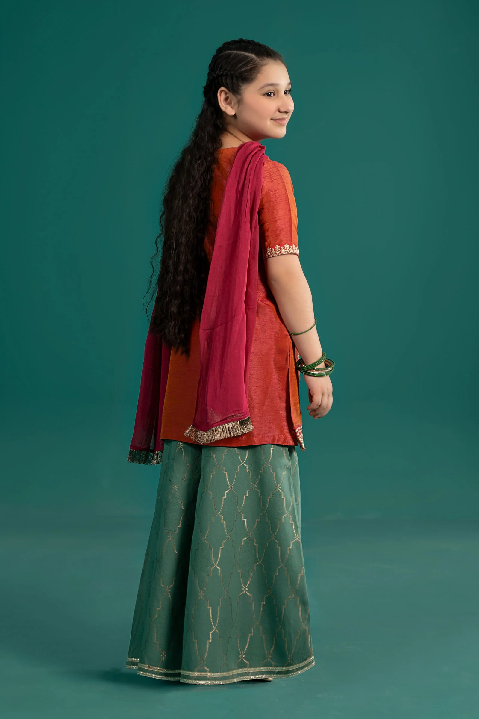 3 Piece Embroidered Raw Silk Suit - Image 6