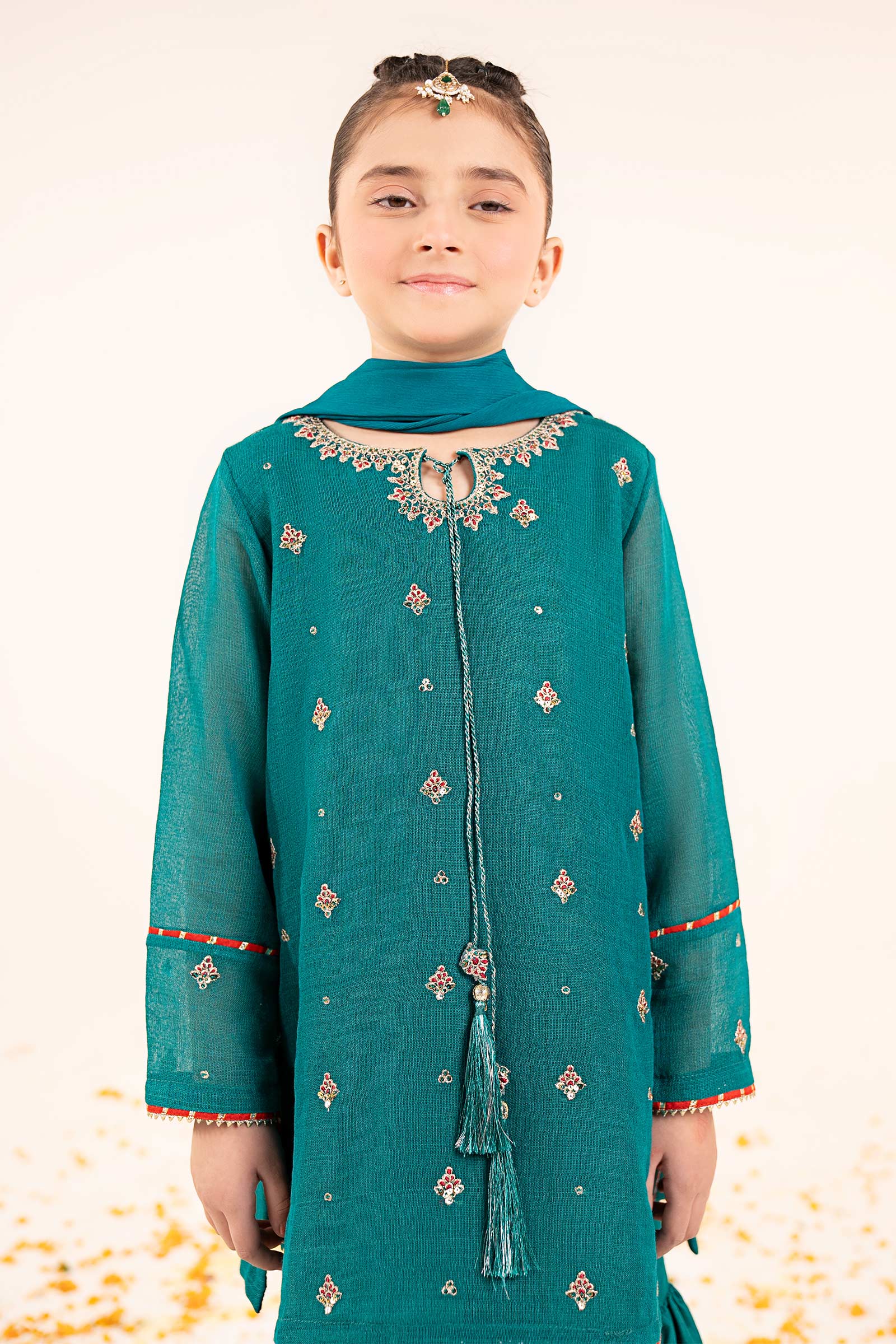 3 Piece Embroidered Cotton Net Suit - Image 2