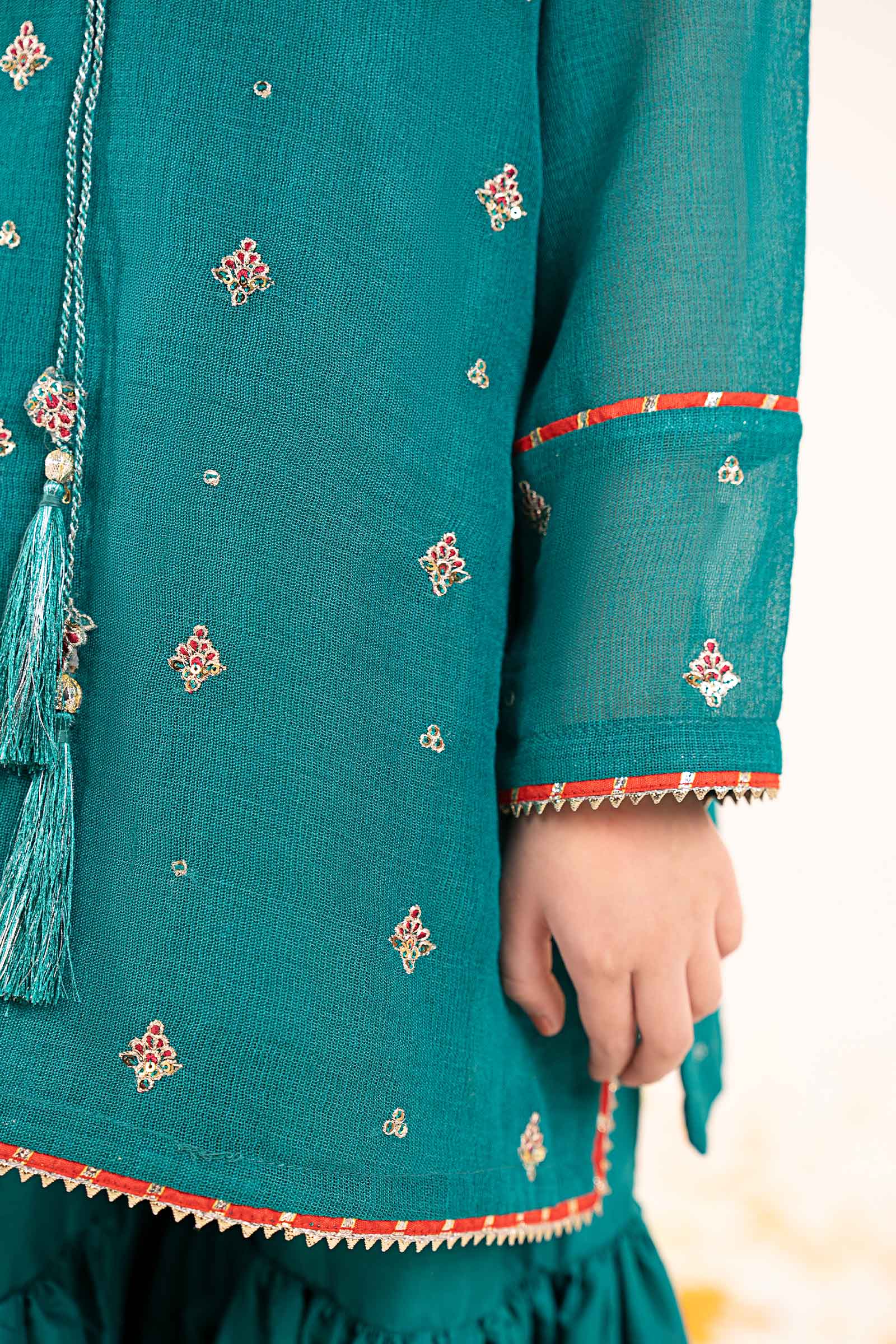 3 Piece Embroidered Cotton Net Suit - Image 4