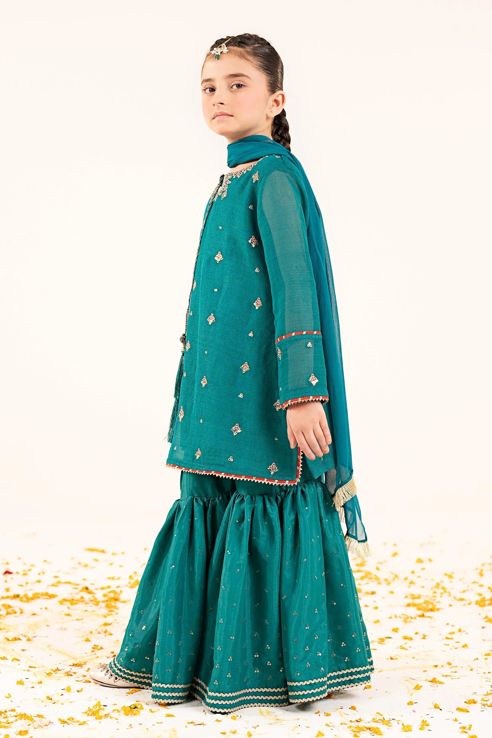 3 Piece Embroidered Cotton Net Suit - Image 6