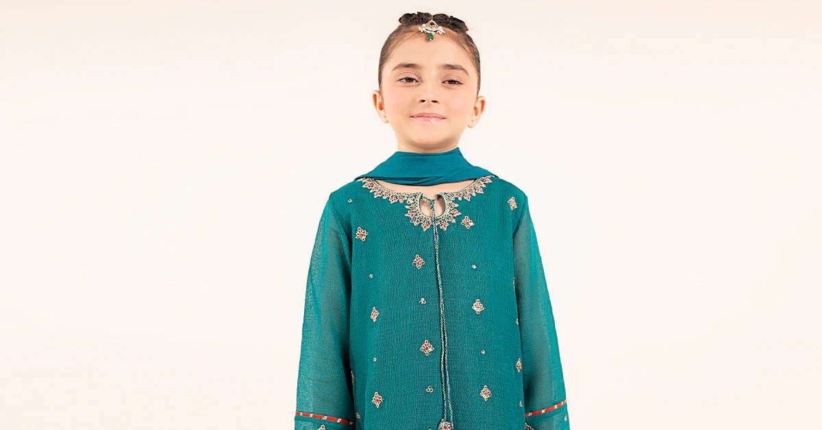 3 Piece Embroidered Cotton Net Suit - Image 8