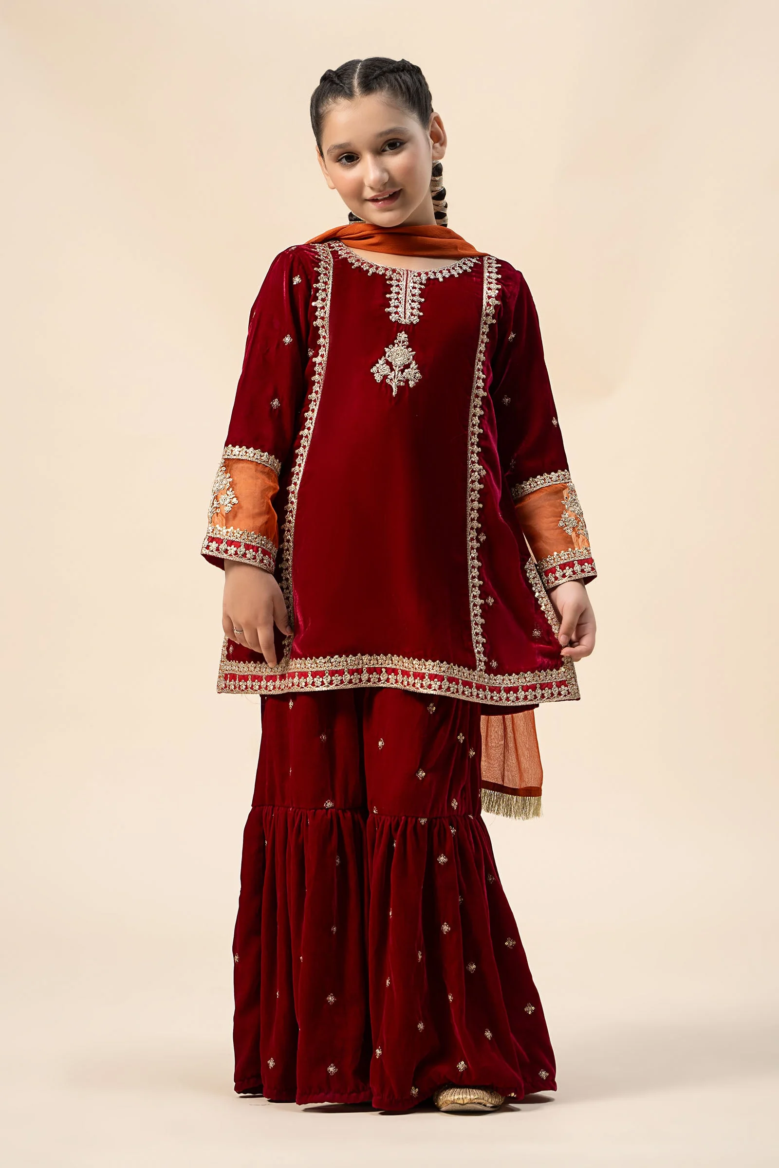 3 Piece Embroidered Velvet Suit