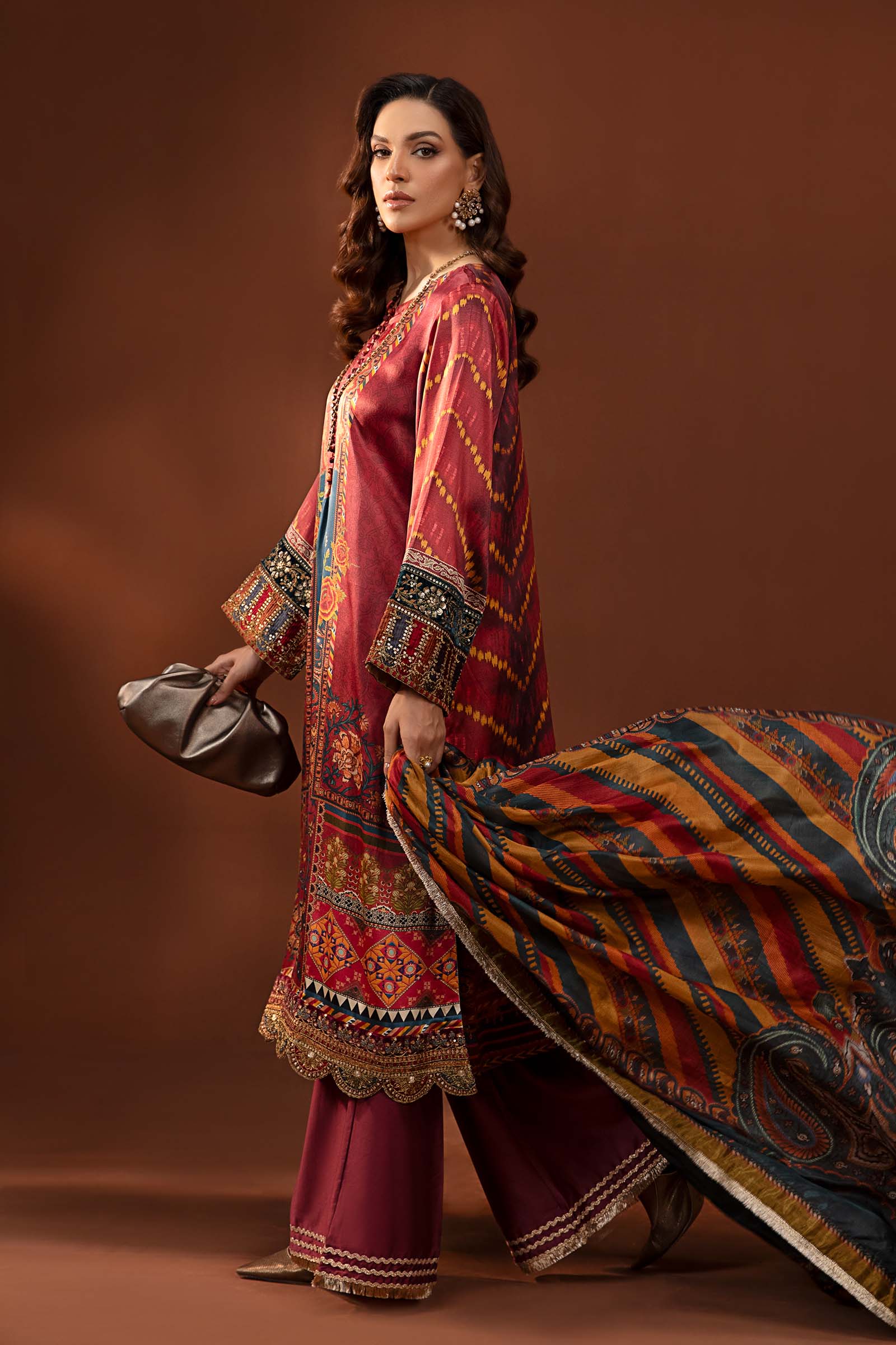 3 Piece Printed Pure Charmeuse Silk Suit - Image 9