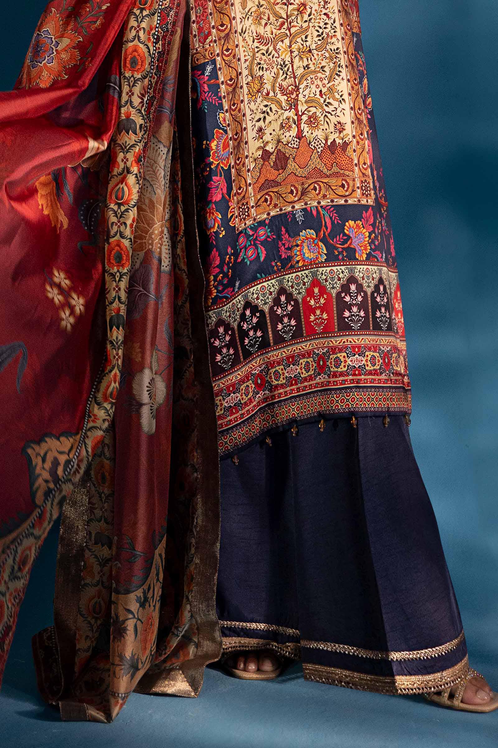 3 Piece Embroidered Satin Silk Suit - Image 6