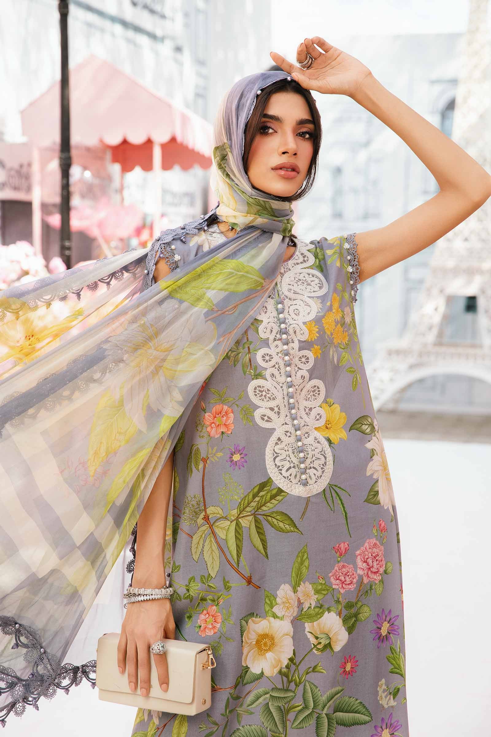 3 Piece Unstitched Embroidered Lawn Suit | MPT-2604-A - Image 4