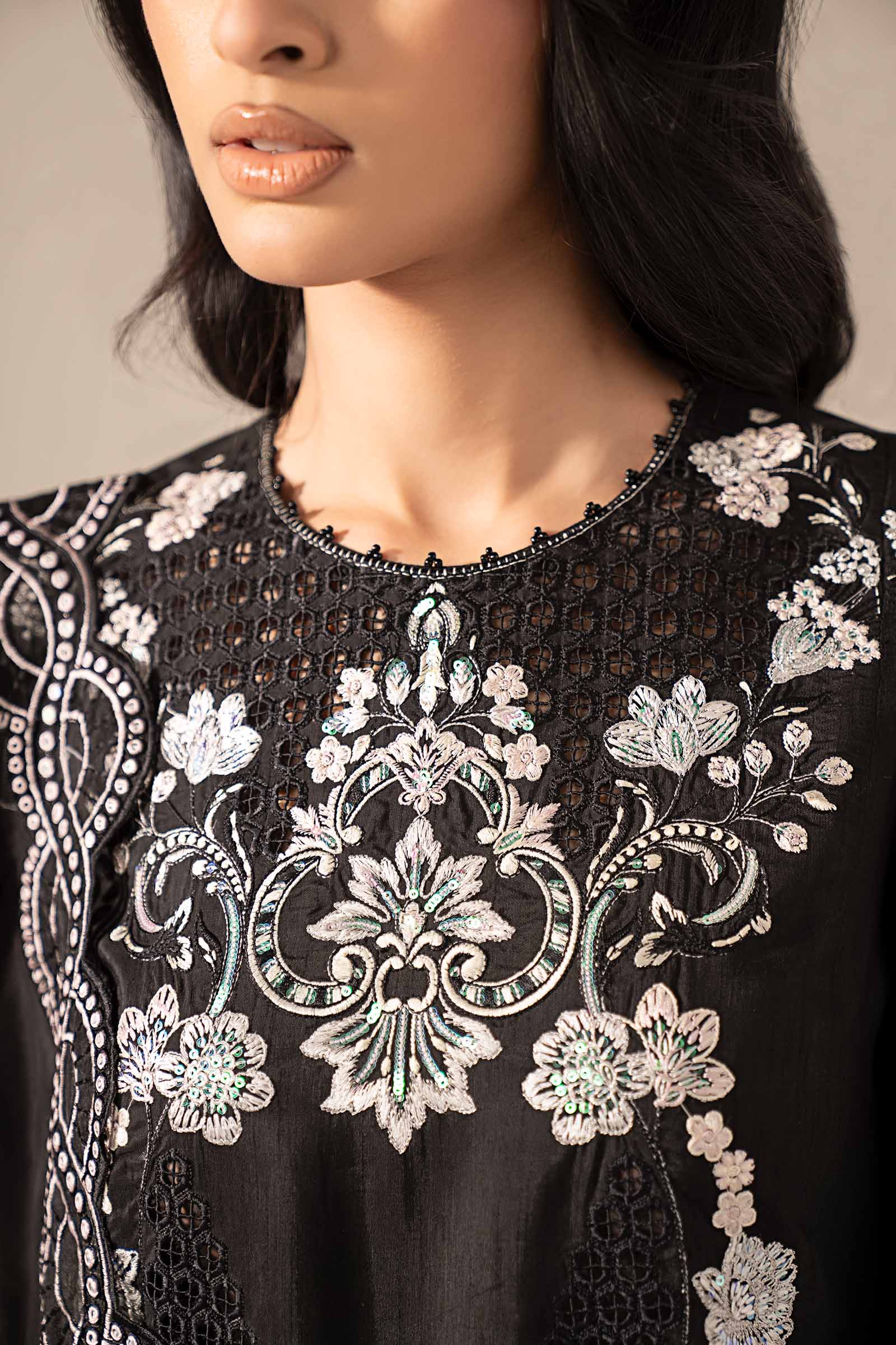 3 Piece Embroidered Raw Silk Suit - Image 4