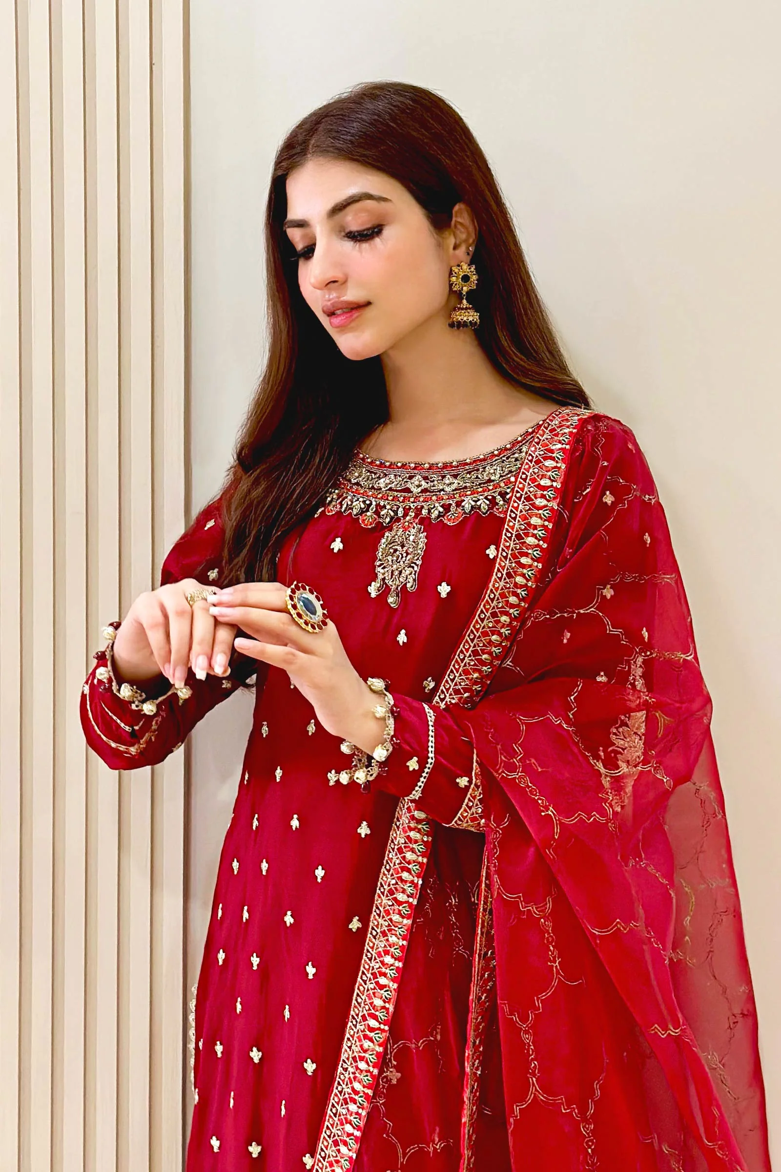 3 Piece Embroidered Raw Silk Suit - Image 2