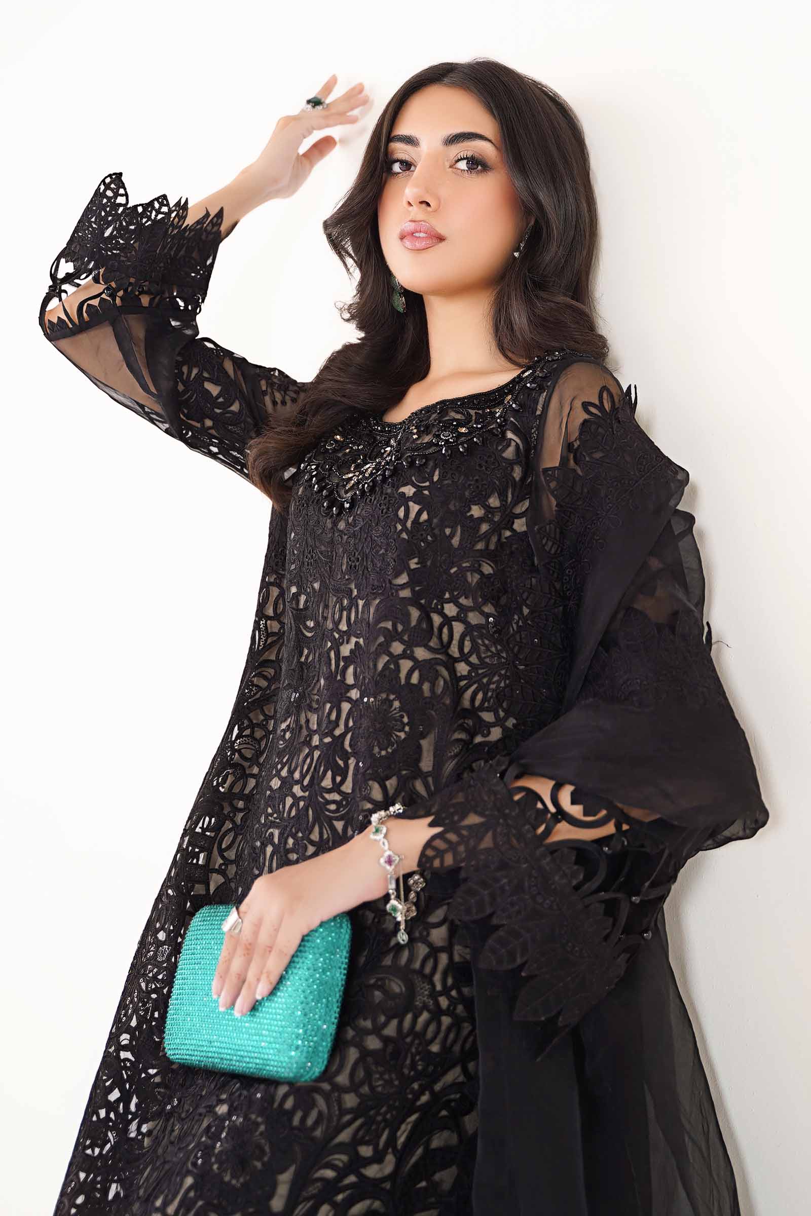 3 Piece Embroidered Organza Suit - Image 3