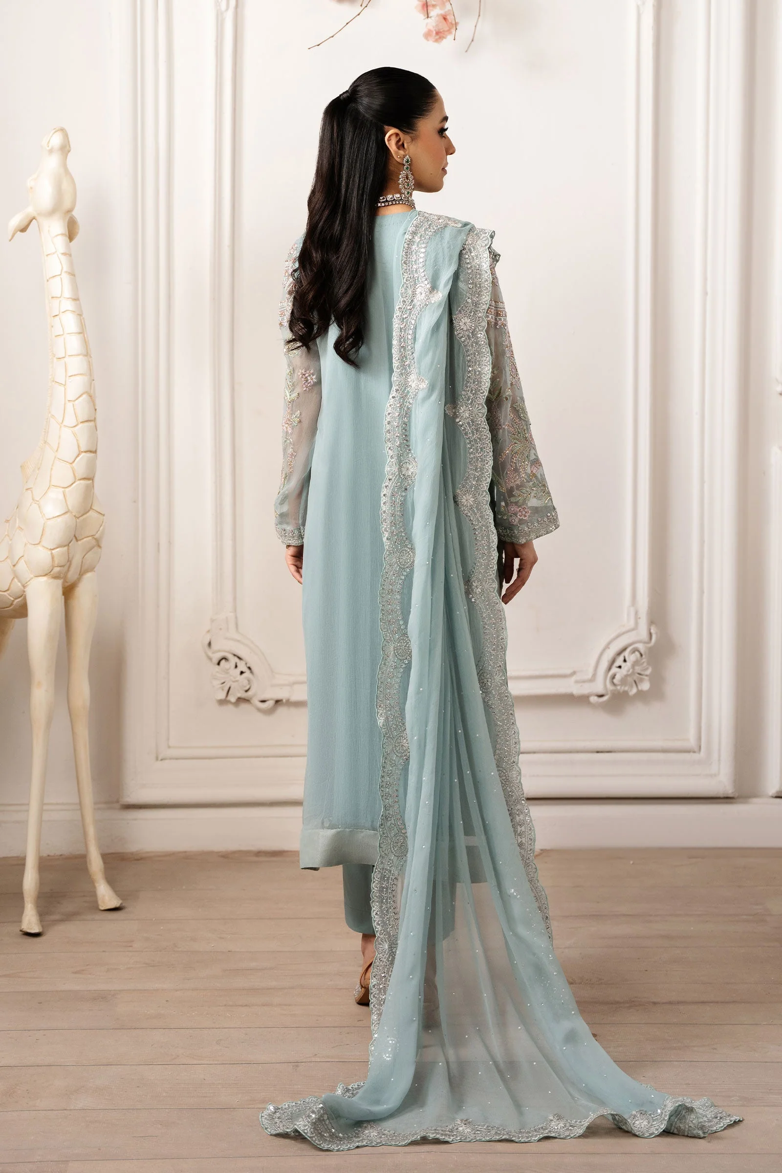 3 Piece Embroidered Chiffon Suit - Image 5