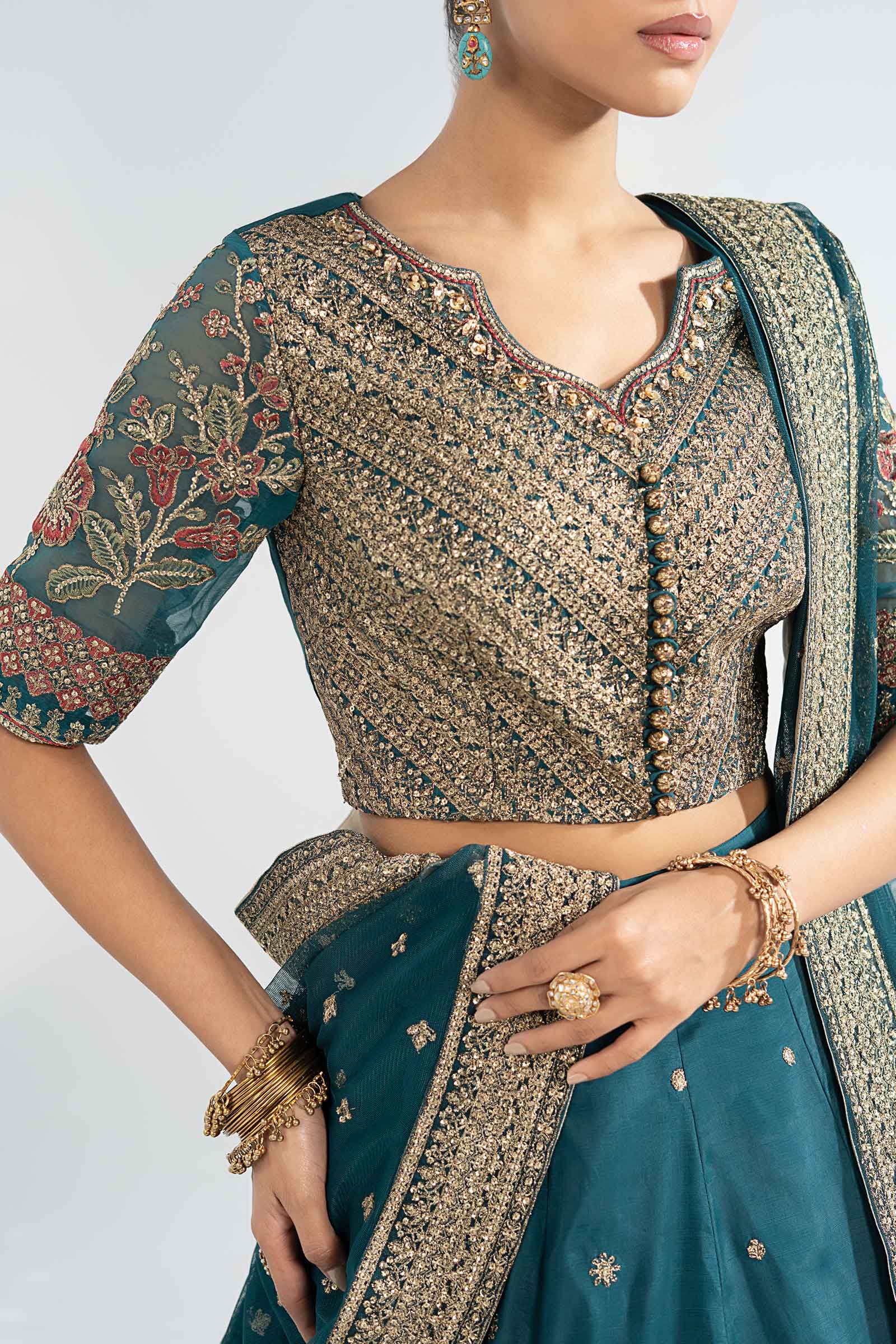 3 Piece Embroidered Raw Silk Suit - Image 5