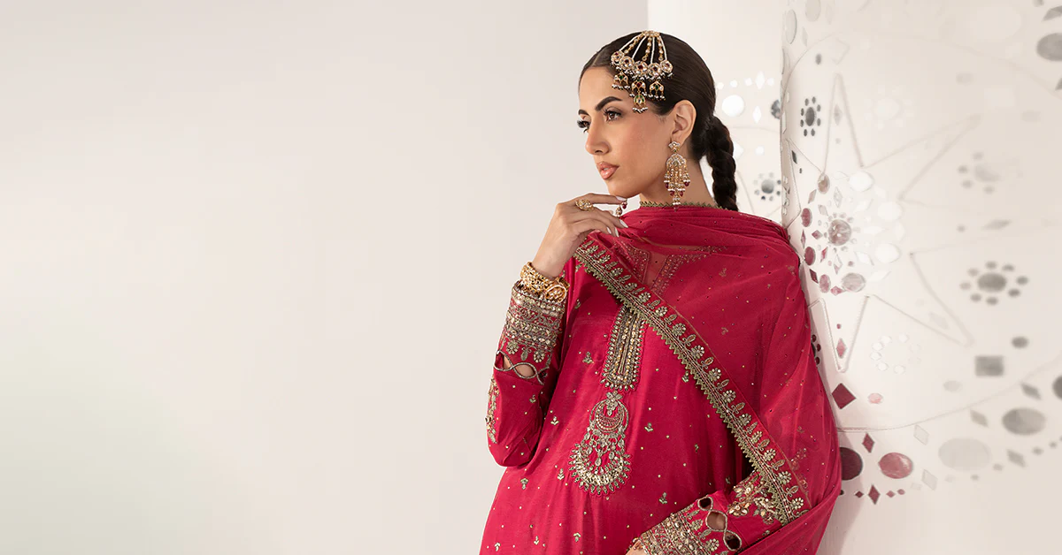 3 Piece Embroidered Raw Silk Suit - Image 10