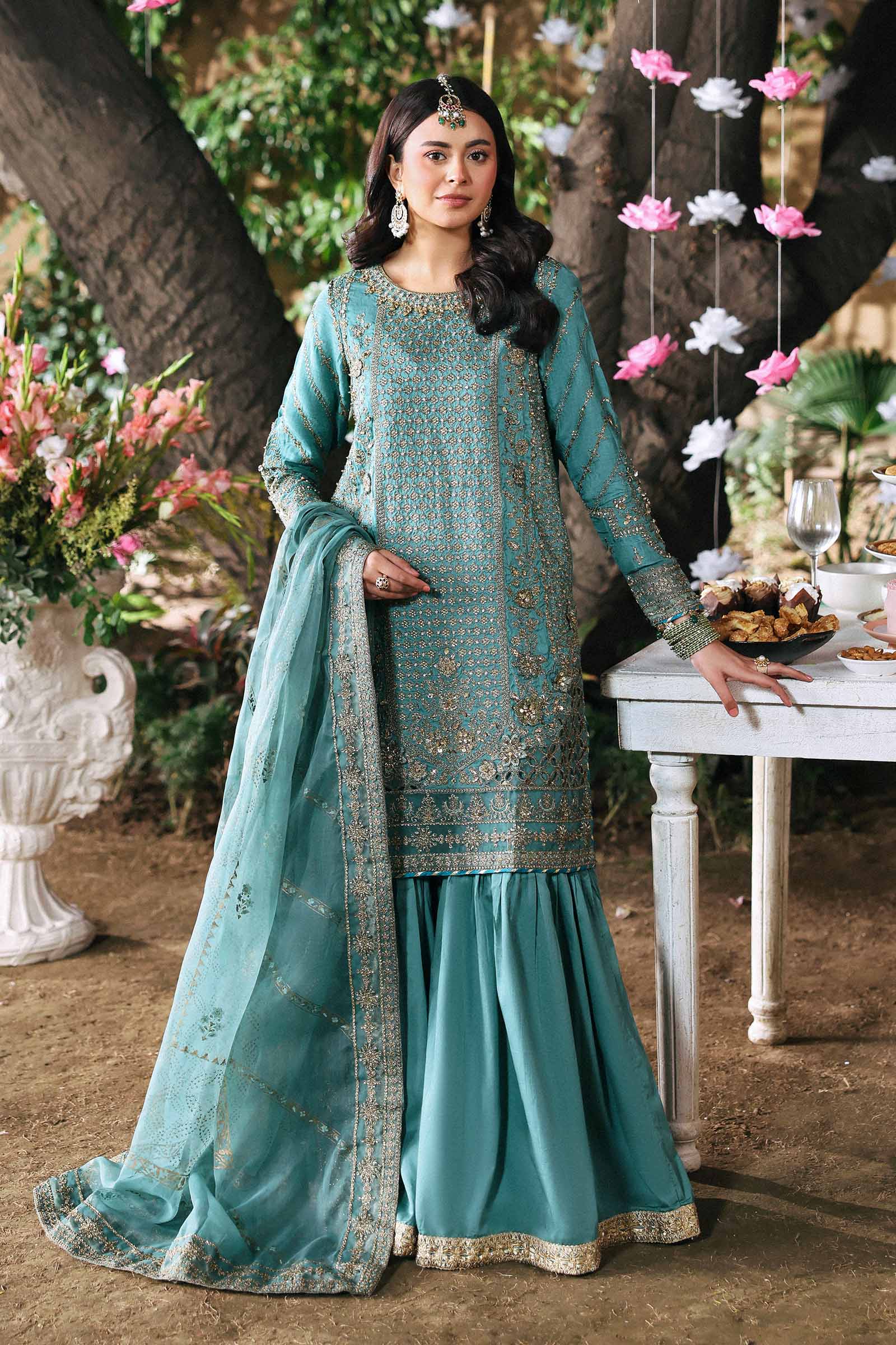 3 Piece Embroidered Raw Silk Suit - Image 2
